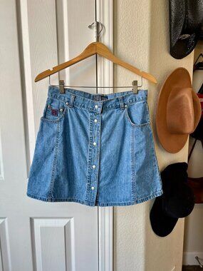 Vintage Old Navy Button-Front Denim Mini Skirt